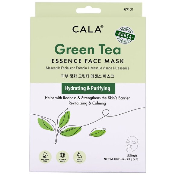 ❤️❤️Cala Essence Facial Masks Green Tea (5 Pack) NWT - Picture 1 of 2